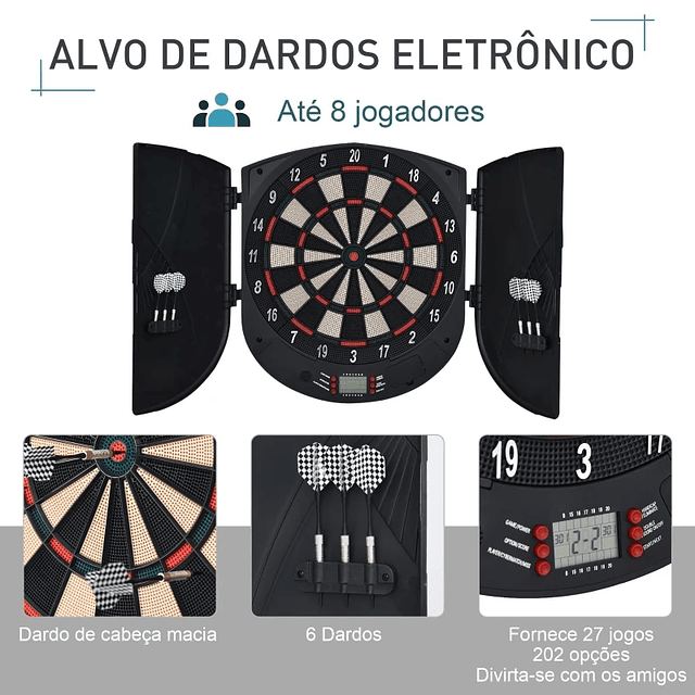 Electronic Digital Dartboard with 6 Darts for up to 8 Player