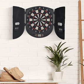 Electronic Digital Dartboard with 6 Darts up to 8 Players Scoreboard Side Doors LCD Screen 46.5x4.4x50.5 cm Black