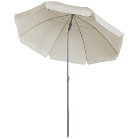 Beach parasol Ø200 cm in diameter with Sloping Roof Detachable Post and lower peak - Cream