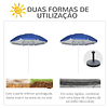 Sombrero de Playa con Panel Lateral Techo Inclinable con Manivela 2 Bolsillos y 2 Ventanas Ø191x211 cm Azul