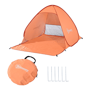 Carpa de playa Camping Picnic - Poliéster y Acero - 200x150x119 cm - Naranja