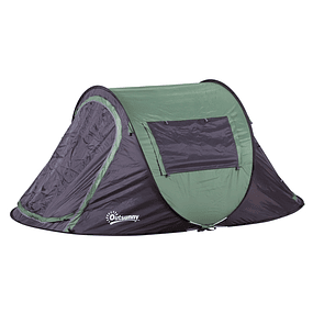 Tenda de Campismo Pop-Up para 2 Pessoas Tenda de Campismo com Bolsa de Armazenamento Portátil 250x150x100 Verde e Cinza 