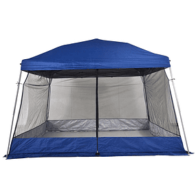 Tenda Dobrável para Jardim ou Campismo 360x360x260cm Tenda para Exterior com Tela Mosquiteira Azul