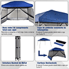 Carpa Plegable para Jardín o Camping 360x360x260cm Carpa Exterior con Mosquitera Azul
