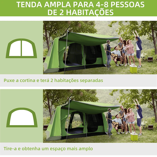 Tenda de Campismo Familiar para 4-8 Pessoas Tenda de Campism