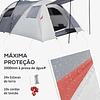 Tienda de campaña familiar para 4-5 personas impermeable 2000 mm con 4 puertas y ventanas de malla 490x250x185 cm gris