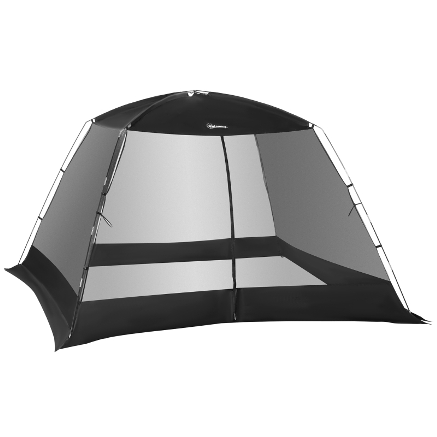 Garden Tent 3x3x2m Tent for 4-6 People with 4 Mosquito Screens and Door Including Carrying Bag Sun Protection for Camping Travel Outdoor Black 1