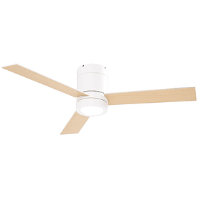 48W Ceiling Fan with LED Light Remote Control 3 Speeds Timer 3 Wooden Blades for Bedroom Living Room Dining Room Ø112x25cm - White