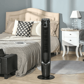 60W Quiet Column Fan with Remote Control 3 Speeds 4 Modes Oscillation 70° LED Touch Screen and 12h Timer for Bedroom Living Room 31.5x31.5x107cm Black