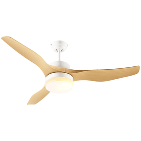 Ceiling Fan 20.5W Diameter 132cm with Adjustable LED Light 3 Reversible Blades 6 Speeds and Wood Timer