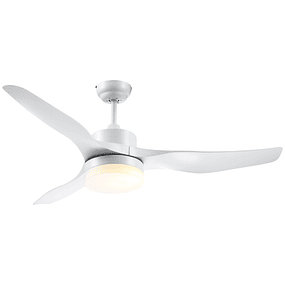 Ceiling Fan 20.5W Diameter 132cm with Remote Control LED Light Adjustable in 3 Levels 3 Reversible Blades 6 Speeds and Timer for Bedroom Living Room White