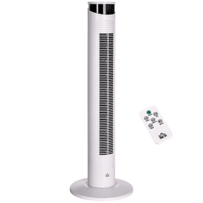 Ventilador de Columna 45 W con Oscilación Mando a Distancia Temporizador 12h 3 Velocidades 3 Modos Ø31,5x93 cm Blanco