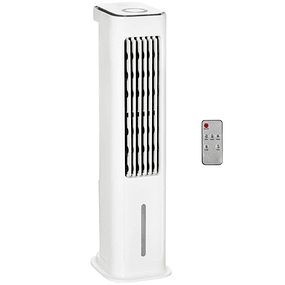 Column Fan Height 86cm Oscillating with Remote Control Water Tank 5L 3 Modes 3 Speeds 12h Timer and LED Touch Screen 23x29x86cm White