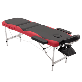 Camilla de masaje portátil plegable con altura regulable y reposacabezas 180x60x62-82 cm - Rojo