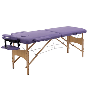 Camilla de masaje portátil plegable de madera acolchada para fisioterapia deportiva 182x60cm Morado