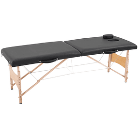 Camilla de masaje portátil plegable con reposacabezas regulable en altura y bolsa de transporte 186x60x58-81 cm Negro