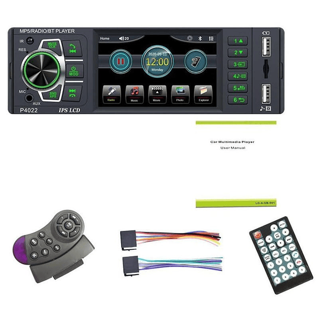 Autoradio DIN 1 P4022 IPS 3.8" Color | Bluetooth | USB | SD | AUX