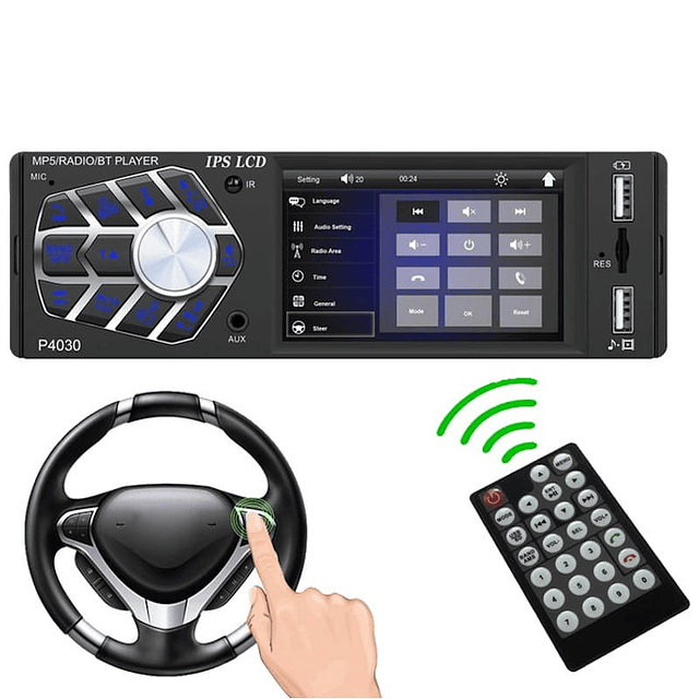 Autoradio DIN 1 P4030 IPS 3.8" color | Bluetooth | USB | SD | AUX