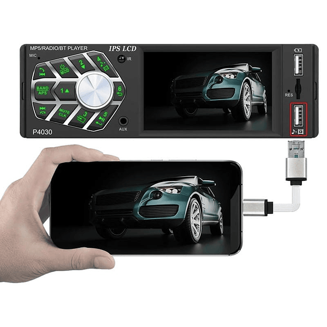 Autoradio DIN 1 P4030 IPS 3.8" color | Bluetooth | USB | SD | AUX