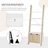 Wooden Ladder Bookcase with 3 Shelves and 1 Cabinet Modern Nordic Style Bookcase 60x40x171cm Oak and White