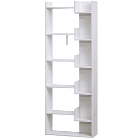 6-level bookcase vertical shelf modern design anti-tipping system 60x21x162.5 cm White
