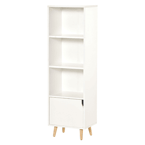Bookcase with 3 Open Shelves and 1 Closed Shelf with Door Modern Style Shelf for Book Storage Toys Plants 40x30x129.5cm