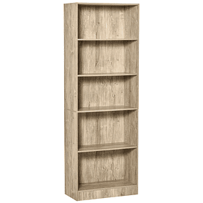 5 Level Bookshelf with Adjustable Shelf and Anti-Tip Design Storage Shelf 63x29.5x176 cm Wood