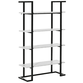 4 Tier Shelf Storage Bookshelf with Marble Effect Shelves Modern for Living Room Office Kitchen Bedroom 92x35x152cm Black and White