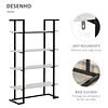 4 Tier Shelf Storage Bookshelf with Marble Effect Shelves Modern for Living Room Office Kitchen Bedroom 92x35x152cm Black and White