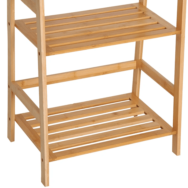 Bamboo Bookcase with 4 Shelves Staircase Bookcase for Living Room Office 48x31,5x120 cm Wood