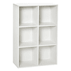 Estante para Livros Estante de Madeira de 3 Níveis com 6 Compartimentos de Armazenamento 65,5x30x97,5cm 