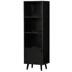 Bookcase with 3 Open Shelves and 1 Closed Shelf with Door Modern Style Shelf for Book Storage Toys Plants 40x30x129.5cm - Black