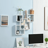 Wall Shelf with 4 Cubes Modern Style Wooden Floating Bookcase 65x10,2x64,5cm White