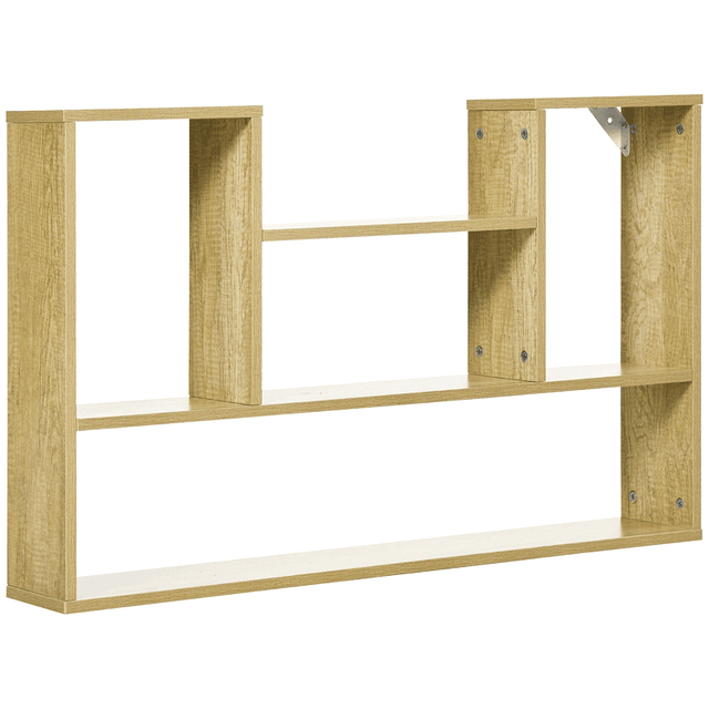 Wall Shelf with 2 Compartments Hanging Wood Shelf p100x15x60 cm Wood