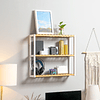 3 Level Bamboo Wall Shelf Suspended Bookcase for Living Room Bedroom Kitchen 60x15x54cm Wood and White