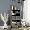 Bookcase with 2 Removable Fabric Drawers and 5 Storage Compartments 60x28.5x105cm Dark Gray