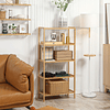 Librería de bambú de 4 niveles Estante moderno de almacenamiento antivuelco 60x26x130cm Madera