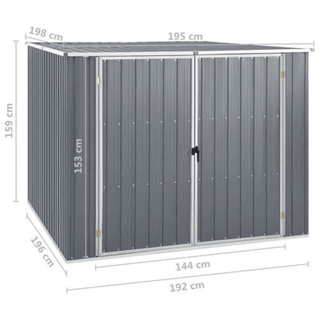 Caseta de jardín 195x198x159 cm acero galvanizado gris