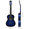 Guitarra Clásica Principiantes/Niños 1/2 34" Azul