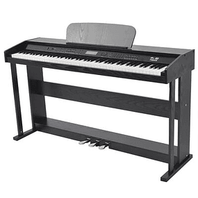 Piano digital de 88 teclas con pedales, tablero de melamina negra