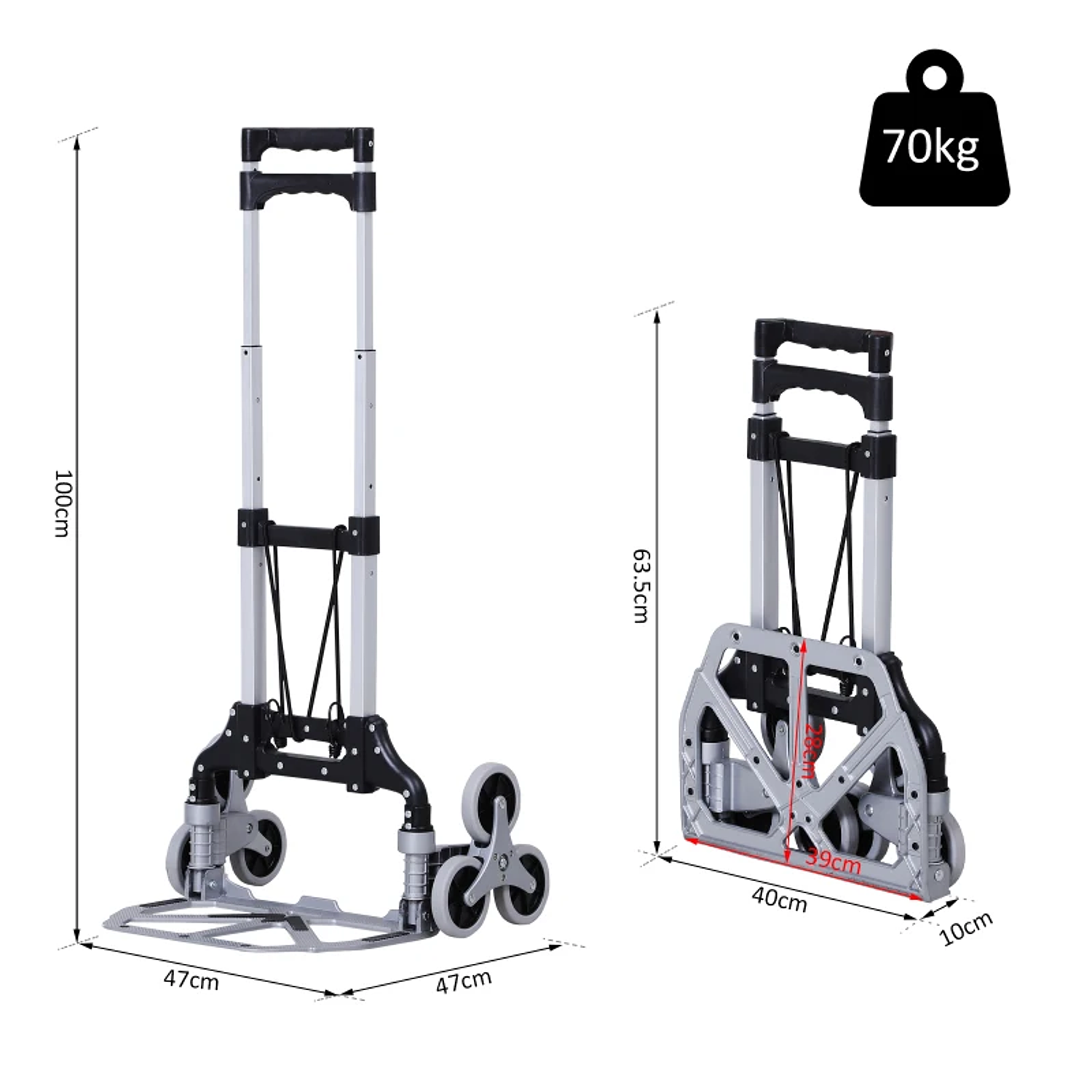 Portable ladder hand truck with wheels carry 70kg folding cart for market and delivery warehouses 2