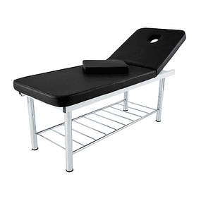 Fixed Table in Chromed Steel with Reclining Backrest - Black