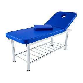 Fixed Table in Chromed Steel with Reclining Backrest - Blue