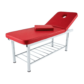 Fixed Table in Chromed Steel with Reclining Backrest - Red