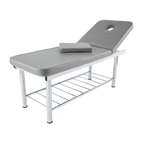 Fixed Table in Chromed Steel with Reclining Backrest - Gray