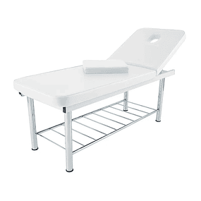 Fixed Table in Chromed Steel with Reclining Backrest - White
