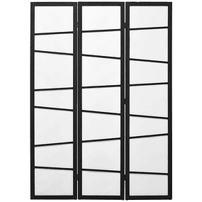 3-panel screen Room separator Foldable Wooden room divider 135x180 cm Black and White