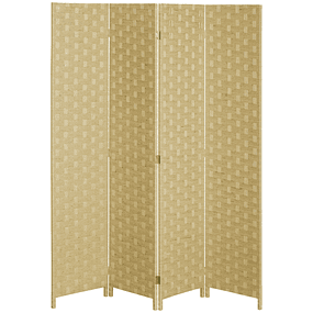 Room Separator Screen with 4 Panels 159.5x169.5cm Brown Paper Rope Folding Room Divider