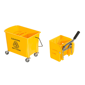 Professional scrubbing bucket 20L with wheels and press Industrial scrubbing bucket Yellow 63x27x67cm