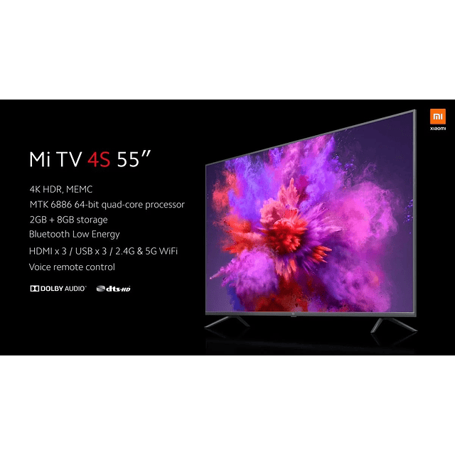 2x Xiaomi Mi LED TV 4S V53R 55" 4K UltraHD Smart TV Sistema operativo Android